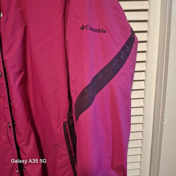 Columbia Womens Pink Hooded Winter Jacket W/ Zipper & Snap Closure Sz 2XL Cozyco - Picture 2 of 15